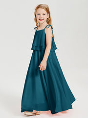 Robes de Demoiselle d'Honneur Junior en Mousseline avec Nœud Papillon Bleu Encre