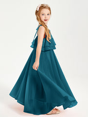 Robes de Demoiselle d'Honneur Junior en Mousseline avec Nœud Papillon Bleu Encre