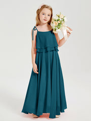 Robes de Demoiselle d'Honneur Junior en Mousseline avec Nœud Papillon Bleu Encre