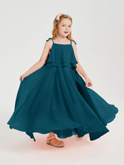 Robes de Demoiselle d'Honneur Junior en Mousseline avec Nœud Papillon Bleu Encre
