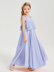 Robes de Demoiselle d'Honneur Junior en Mousseline avec Nœud Papillon Lavande