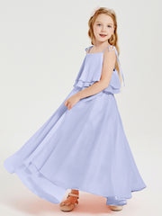 Robes de Demoiselle d'Honneur Junior en Mousseline avec Nœud Papillon Lavande