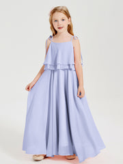 Robes de Demoiselle d'Honneur Junior en Mousseline avec Nœud Papillon Lavande
