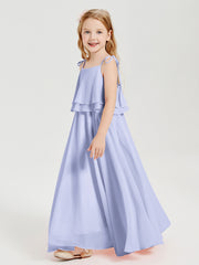 Robes de Demoiselle d'Honneur Junior en Mousseline avec Nœud Papillon Lavande