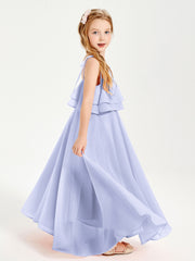 Robes de Demoiselle d'Honneur Junior en Mousseline avec Nœud Papillon Lavande