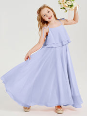 Robes de Demoiselle d'Honneur Junior en Mousseline avec Nœud Papillon Lavande