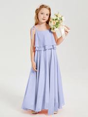 Robes de Demoiselle d'Honneur Junior en Mousseline avec Nœud Papillon Lavande