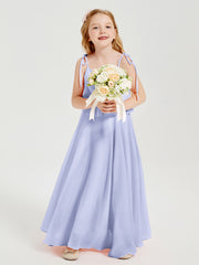 Robes de Demoiselle d'Honneur Junior en Mousseline avec Nœud Papillon Lavande