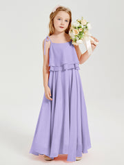 Robes de Demoiselle d'Honneur Junior en Mousseline avec Nœud Papillon Lilas