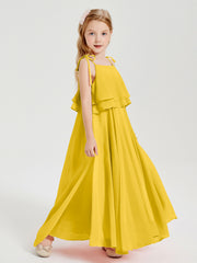 Robes de Demoiselle d'Honneur Junior en Mousseline avec Nœud Papillon Souci