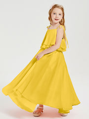 Robes de Demoiselle d'Honneur Junior en Mousseline avec Nœud Papillon Souci