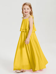 Robes de Demoiselle d'Honneur Junior en Mousseline avec Nœud Papillon Souci