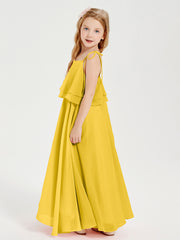Robes de Demoiselle d'Honneur Junior en Mousseline avec Nœud Papillon Souci