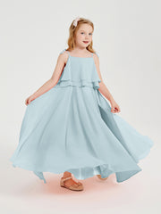 Robes de Demoiselle d'Honneur Junior en Mousseline avec Nœud Papillon Brume