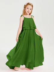 Robes de Demoiselle d'Honneur Junior en Mousseline avec Nœud Papillon Mousse