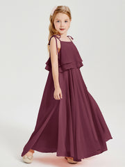 Robes de Demoiselle d'Honneur Junior en Mousseline avec Nœud Papillon Mûre