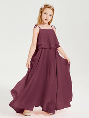 Robes de Demoiselle d'Honneur Junior en Mousseline avec Nœud Papillon Mûre