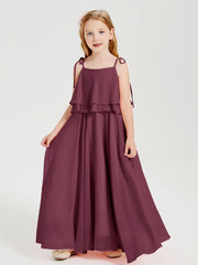 Robes de Demoiselle d'Honneur Junior en Mousseline avec Nœud Papillon Mûre