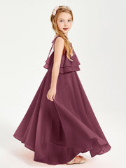 Robes de Demoiselle d'Honneur Junior en Mousseline avec Nœud Papillon Mûre