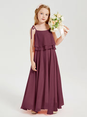 Robes de Demoiselle d'Honneur Junior en Mousseline avec Nœud Papillon Mûre