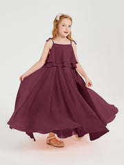 Robes de Demoiselle d'Honneur Junior en Mousseline avec Nœud Papillon Mûre
