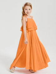 Robes de Demoiselle d'Honneur Junior en Mousseline avec Nœud Papillon Orange
