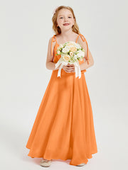 Robes de Demoiselle d'Honneur Junior en Mousseline avec Nœud Papillon Orange
