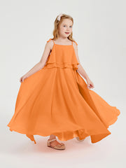 Robes de Demoiselle d'Honneur Junior en Mousseline avec Nœud Papillon Orange