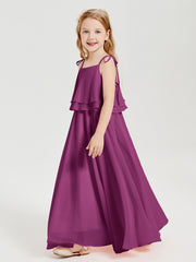 Robes de Demoiselle d'Honneur Junior en Mousseline avec Nœud Papillon Orchidee