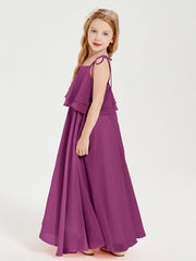 Robes de Demoiselle d'Honneur Junior en Mousseline avec Nœud Papillon Orchidee