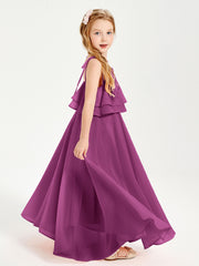 Robes de Demoiselle d'Honneur Junior en Mousseline avec Nœud Papillon Orchidee
