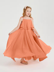 Robes de Demoiselle d'Honneur Junior en Mousseline avec Nœud Papillon Papaye