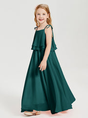 Robes de Demoiselle d'Honneur Junior en Mousseline avec Nœud Papillon Paon