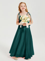 Robes de Demoiselle d'Honneur Junior en Mousseline avec Nœud Papillon Paon