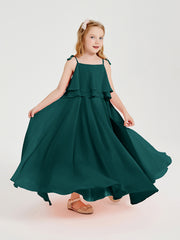 Robes de Demoiselle d'Honneur Junior en Mousseline avec Nœud Papillon Paon