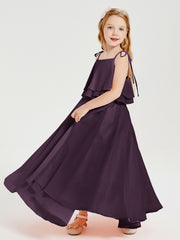 Robes de Demoiselle d'Honneur Junior en Mousseline avec Nœud Papillon Plum