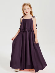 Robes de Demoiselle d'Honneur Junior en Mousseline avec Nœud Papillon Plum