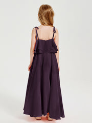 Robes de Demoiselle d'Honneur Junior en Mousseline avec Nœud Papillon Plum