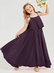 Robes de Demoiselle d'Honneur Junior en Mousseline avec Nœud Papillon Plum