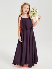 Robes de Demoiselle d'Honneur Junior en Mousseline avec Nœud Papillon Plum