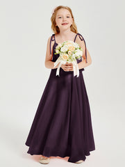 Robes de Demoiselle d'Honneur Junior en Mousseline avec Nœud Papillon Plum