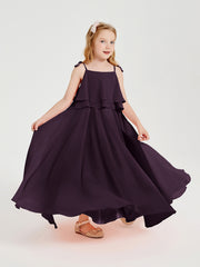 Robes de Demoiselle d'Honneur Junior en Mousseline avec Nœud Papillon Plum