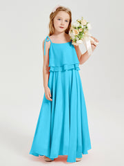 Robes de Demoiselle d'Honneur Junior en Mousseline avec Nœud Papillon Piscine