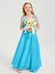 Robes de Demoiselle d'Honneur Junior en Mousseline avec Nœud Papillon Piscine