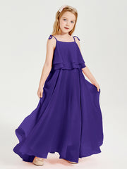 Robes de Demoiselle d'Honneur Junior en Mousseline avec Nœud Papillon Régence