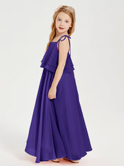 Robes de Demoiselle d'Honneur Junior en Mousseline avec Nœud Papillon Régence