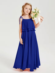 Robes de Demoiselle d'Honneur Junior en Mousseline avec Nœud Papillon Bleu Royale