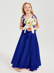 Robes de Demoiselle d'Honneur Junior en Mousseline avec Nœud Papillon Bleu Royale