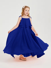 Robes de Demoiselle d'Honneur Junior en Mousseline avec Nœud Papillon Bleu Royale