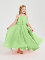 Robes de Demoiselle d'Honneur Junior en Mousseline avec Nœud Papillon Sauge